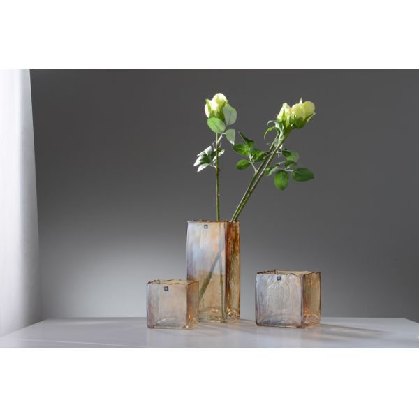 Handmade grey luster Glass Vase For Home Decor