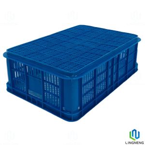 Vented Plastic Fruit And Vegetable Crates , Blue Stackable Vegetable Crates