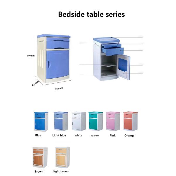 Lightweight Hospital Bedside Nightstand ABS Fireproof Easy Installation