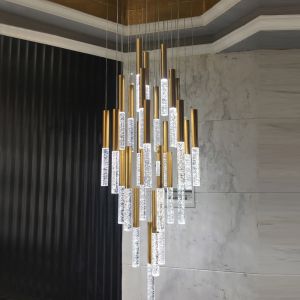 Modern Ceiling Led Chandelier Loft Staircase for Living Room Crystal Hanging