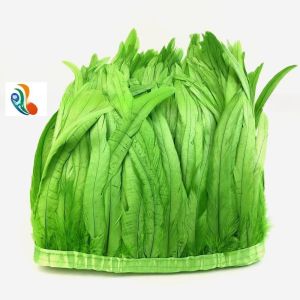 Chic Dyed Rooster Coque Feather Fringe Trim with Satin Ribbon Tapes