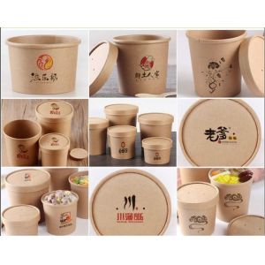 8 Oz Food Takeaway Containers Kraft Paper Soup Bowl Fruit Pizza Soup Safety