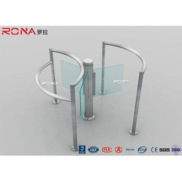 Manual Half Height Turnstiles , Pedestrian Turnstile Gate With Tempered Glass