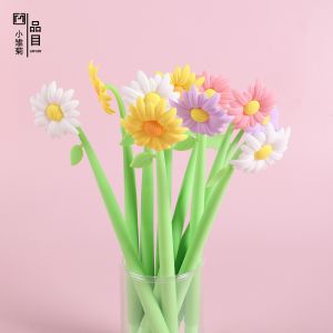 Fluent Writting Pen, 12 Pcs 0.5 Mm Black Ink Flower Shape Rolling Ball Cute Gel