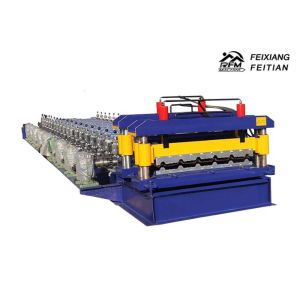 Color Coated Glazed Tile Roll Forming Machine PLC Control With 0.3 - 0.8mm