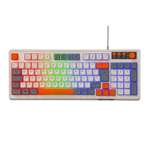 94+4 Pcs Multimedia Keys Led Rainbow Backlit Multimedia Gaming Keyboard For