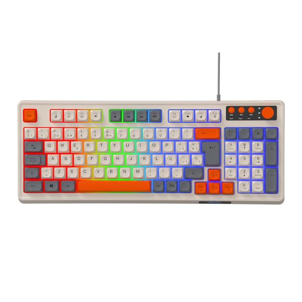 94+4 Pcs Multimedia Keys Led Rainbow Backlit Multimedia Gaming Keyboard For