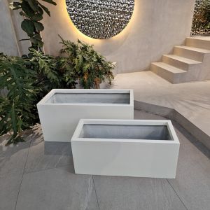Large Rectangular Fiberglass Flower Pots Customized Size For Home Decor