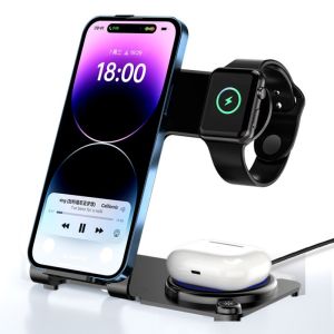 Stylish 3 In 1 Aluminum Alloy Wireless Charging Stand with High Charging