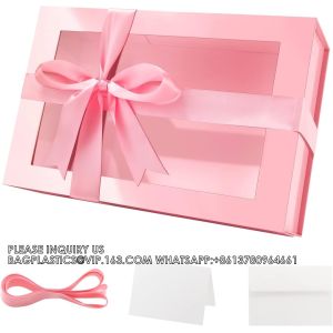 Pink Gift Box For Present Contains Ribbon, Card, Bridesmaid Proposal Box, Extra