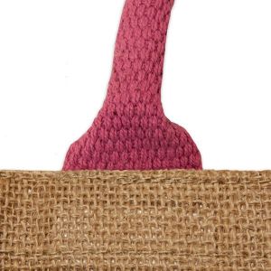 Red Handle Full Color Printed Customized Jute Wine Bag