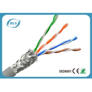 SFTP Cat5e Lan Cable 4 Pairs Pure Copper STP Solid 24AWG With Al- Foil 350MHZ