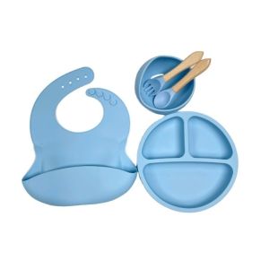 Silicone Baby Feeding Set Bpa Free Dinnerware Type with Bowl Bottle Spoon and