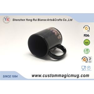 Customized Heat Reactive Coffee Mugs , Porcelain Black Magic Cup