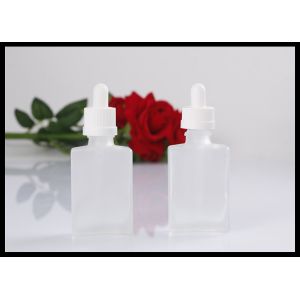 White Frosted Square Amber Glass Bottles , Resealable Square Glass Dropper