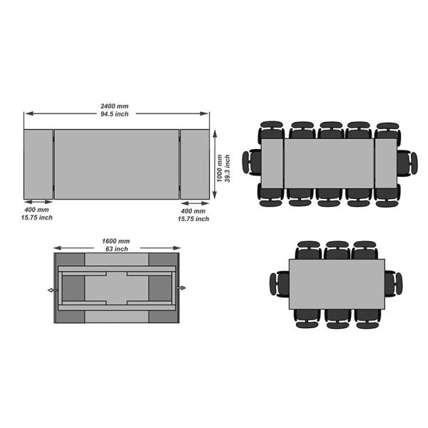 HPL Laminated Tempered Glass Extendable Dining Table Laser Cutted