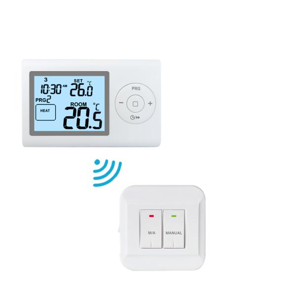 Control Temp Range 5°C-35°C Wireless Room Thermostat with Power supply 2*AAA Battery and RoHS CE ISO Certification