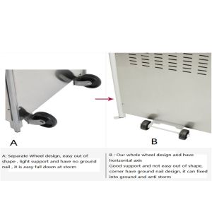 Outdoor silver 2270mm H wheel design swim pool gas real fire heaters with tilt