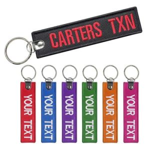 Custom Embroidered Mesh Lace Fabric Personalized Keychain In Bulk Packing