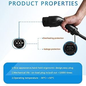 Aluminum Alloy 32A Type 2 To Type 2 EV Cable With Silver Plated Connector