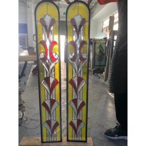 Customized round top Colored Interior Door Glass Inserts with Zinc Caming