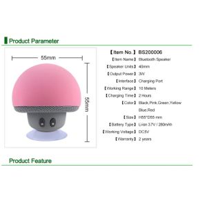 Wireless bluetooth Speaker Portable Mini Speakers Mushroom Waterproof Bass