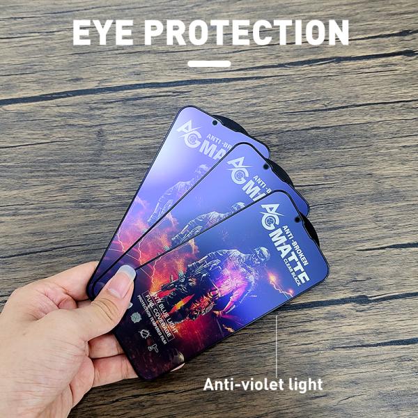 18D Airbag Full Glue 2.5D Glass Screen Protector Anti Blue Purple Light Screen Protector For IPhone Samsung