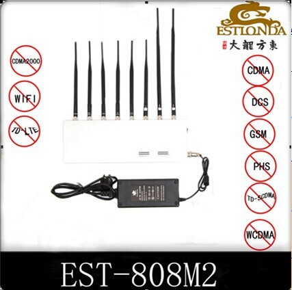 Quality 34dbm GPS Signal Jammer Wifi / 4G Signal Blocker with 8 Antennas for sale