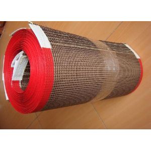 10 × 10 Red Edge PTFE Mesh Belt , PTFE Coated Fiberglass Conveyor Belt