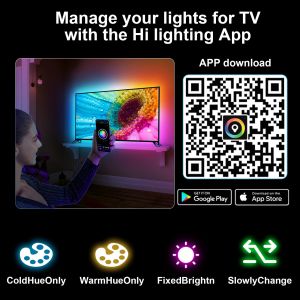 75" - 85" Tuya App 5m LED Backlights TV Strip Lights With HDMI 2.0 Sync Box Sync