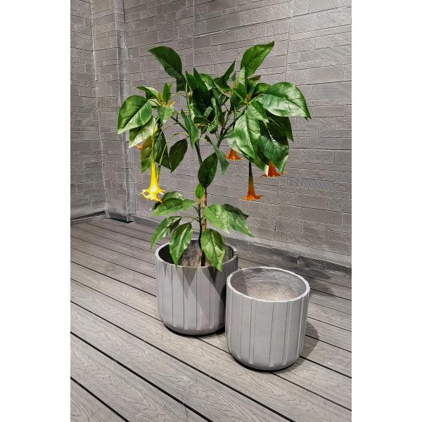 Exquisite Hand Carved Fiber Clay Planter with Drainage Holes