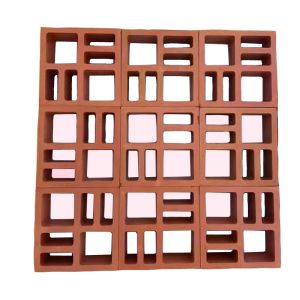 Red Clay Lattice Bricks Fence Ceramic Screen Blocks