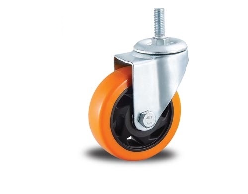 medium duty 3" rigid orange color PU caster double ball bearing , Rueda,