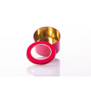 Medium Large Round Tin Box With PET Window For Cookie Cake And Biscuit