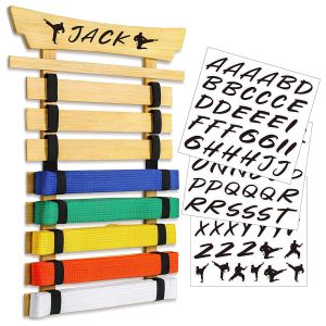 Pinewood Martial Arts Belt Display Rack Wall Mounted Bamboo Karate Belt Display