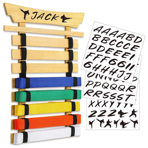 Pinewood Martial Arts Belt Display Rack Wall Mounted Bamboo Karate Belt Display