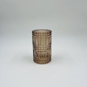 Modern Square Glass Bathroom Accessories Set with Ribbed Vertical Stripe and