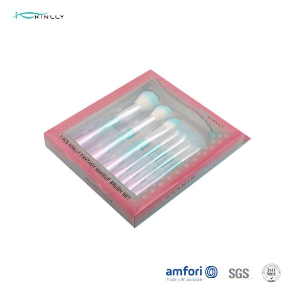 Electroplated Plastic Handle 7pcs Makeup Brush Gift Set