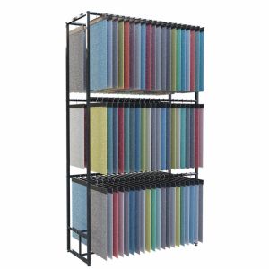 Custom Layer Clothing Organizer Rack Black Three Tiers Fabric Display Rack