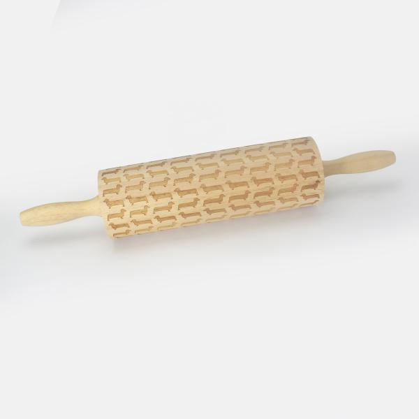 Quality Star Pattern Solid Wooden Baking Tools Bakers Wooden Dough Roller for sale