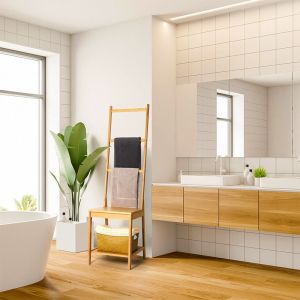 Multifunctional Bamboo Bathroom Towel Shelf Rail Floorstanding Storage