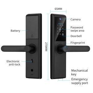Tuya Wifi APP Remote Control Fingerprint Code Card Key S821Max Smart Lock With