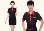 Red And Black Color Restaurant Staff Uniform Cotton New Polo Style For