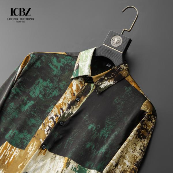 Nonwoven Autumn Casual Custom Korean Printed Long Sleeve Plus Size Cotton Print Shirt For Men Quantity 1000