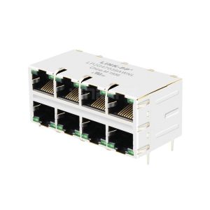 China LPJG47039AWNL 2.5G Base-T RJ45 2x4 Port Female Connector With PoE+ Tab Up Green/Green LED on sale