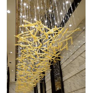Villa KTV Hotel Lobby Chandelier With Unique Irregular Shape And Remote Control