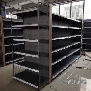 Wooden Grocery Gondola Shelving Multi Layers Cold Rolled Steel Material economic