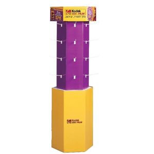 Purple / Gold Peg Hook Display , Economical Cardboard Product Stands