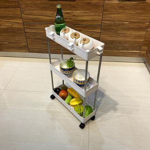 Sonsill Skinny Rolling Home Storage Carts Stainless Steel Practical Multiscene