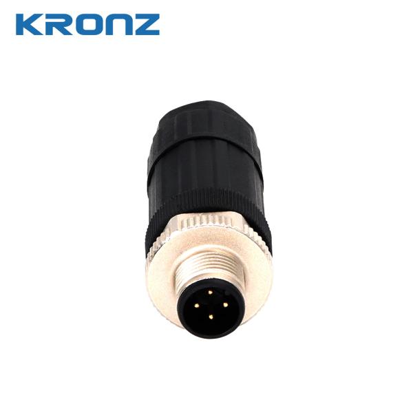 M12 Plug Connector 8 Pin A-code Black Screw Connection For Industrial Applicatio